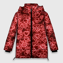 Женская зимняя куртка Неоновые сердечки красные