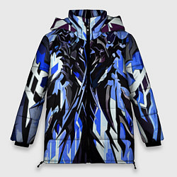 Женская зимняя куртка Чёрный материал и синие полосы