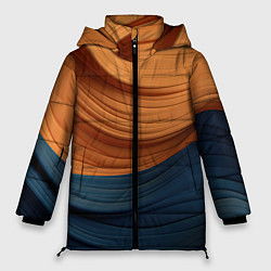 Женская зимняя куртка Оранжевая и синяя абстракция