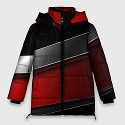 Куртка зимняя женская Красный серый и черный, цвет: 3D-светло-серый