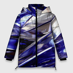 Куртка зимняя женская Синие и белые полосы абстракции, цвет: 3D-светло-серый