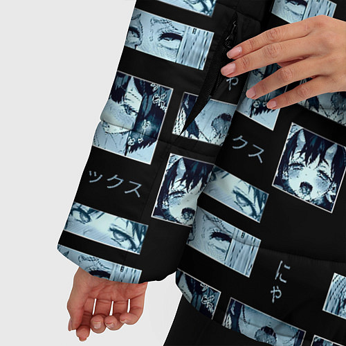 Женская зимняя куртка Ahegao cartoon / 3D-Светло-серый – фото 5