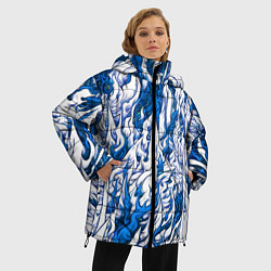 Куртка зимняя женская Белый и синий узор, цвет: 3D-черный — фото 2