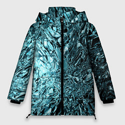 Куртка зимняя женская Эффект жидкого стекла бирюзовый, цвет: 3D-черный