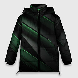 Женская зимняя куртка Зеленые яркие абстрактные вставки спортивный стиль