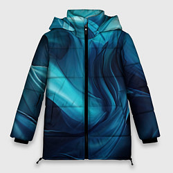 Женская зимняя куртка Синяя абстракция в виде волн