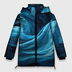 Женская зимняя куртка Синяя абстрактная волнистая ткань