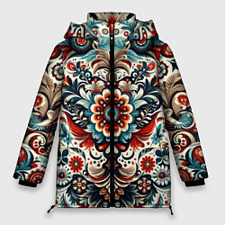 Куртка зимняя женская Словенский паттерн, цвет: 3D-светло-серый