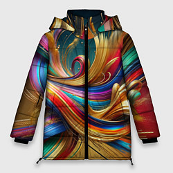 Куртка зимняя женская Золотые линии, цвет: 3D-красный