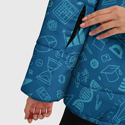 Куртка зимняя женская Школьный синий паттерн, цвет: 3D-черный — фото 2