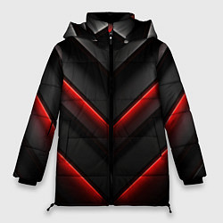 Куртка зимняя женская Красное свечение на черном, цвет: 3D-красный