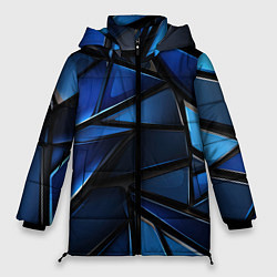 Женская зимняя куртка Синие объемные геометрические объекты