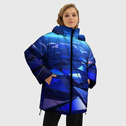 Куртка зимняя женская Синие объемные блестящие плиты, цвет: 3D-светло-серый — фото 2