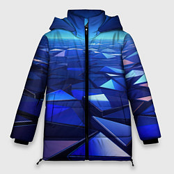 Куртка зимняя женская Синие объемные блестящие плиты, цвет: 3D-светло-серый