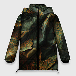 Женская зимняя куртка Реалистичный охотничий камуфляж из ткани и листьев