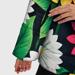 Куртка зимняя женская Цветочный конtrast, цвет: 3D-светло-серый — фото 2