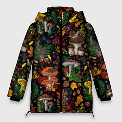 Женская зимняя куртка Фон с лесными грибами