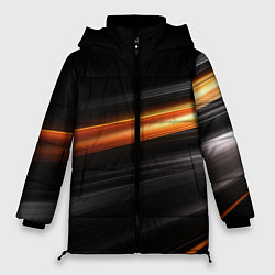 Женская зимняя куртка Оранжевая яркая полоса на черной абстракции
