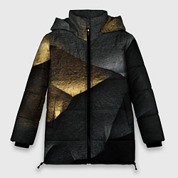 Женская зимняя куртка Черная текстура с золотистым напылением
