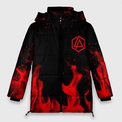 Женская зимняя куртка Linkin Park красный огонь лого