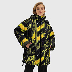 Куртка зимняя женская Жёлтые неоновые линии, цвет: 3D-светло-серый — фото 2