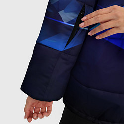Куртка зимняя женская Black blue background abstract, цвет: 3D-светло-серый — фото 2