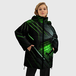 Куртка зимняя женская Металл и зеленый яркий неоновый свет, цвет: 3D-красный — фото 2
