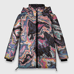 Куртка зимняя женская Мраморный узор разноцветный, цвет: 3D-черный