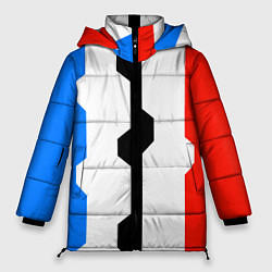 Куртка зимняя женская Техно линии синий и красный, цвет: 3D-светло-серый