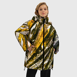 Куртка зимняя женская Драгоценные кристаллы жёлтые, цвет: 3D-светло-серый — фото 2