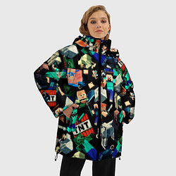 Куртка зимняя женская Майнкрафт персонажи, цвет: 3D-светло-серый — фото 2