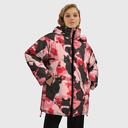 Куртка зимняя женская Розовый камуфляж из котов, цвет: 3D-черный — фото 2