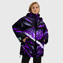 Куртка зимняя женская Фиолетовый камень на чёрном фоне, цвет: 3D-черный — фото 2