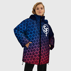 Куртка зимняя женская Sally Face неоновые соты, цвет: 3D-черный — фото 2