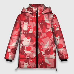 Женская зимняя куртка Розовый кошачий комуфляж