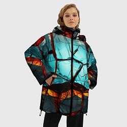 Куртка зимняя женская Абстрактные камни разломленные, цвет: 3D-красный — фото 2