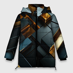 Куртка зимняя женская Черные и золотые слитки, цвет: 3D-черный