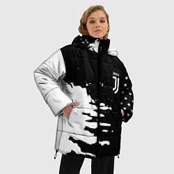 Куртка зимняя женская Ювентус спорт краски текстура, цвет: 3D-черный — фото 2