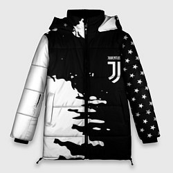 Куртка зимняя женская Ювентус спорт краски текстура, цвет: 3D-светло-серый