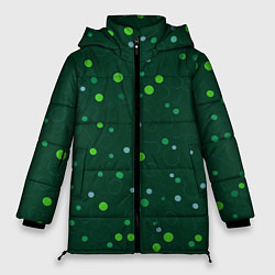 Куртка зимняя женская Прикольный горошек зелёный, цвет: 3D-черный