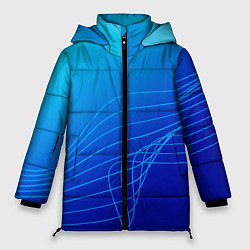 Куртка зимняя женская Синий градиент полосы, цвет: 3D-светло-серый