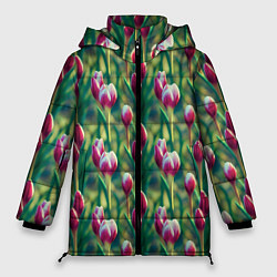 Куртка зимняя женская Весенние цветы на поляне, цвет: 3D-красный