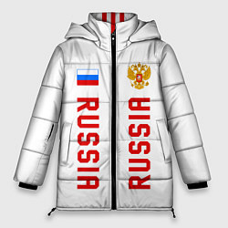 Куртка зимняя женская Россия три полоски на белом фоне, цвет: 3D-красный