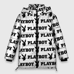 Куртка зимняя женская Зайчик плейбой паттерн, цвет: 3D-светло-серый