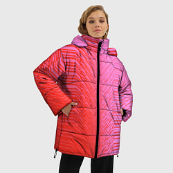 Куртка зимняя женская Красные градиентные линии, цвет: 3D-светло-серый — фото 2