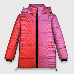 Куртка зимняя женская Красные градиентные линии, цвет: 3D-светло-серый