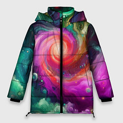 Женская зимняя куртка Космическая неоновая фантазия - нейросеть