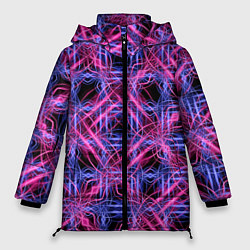 Куртка зимняя женская Розово-фиолетовые светящиеся переплетения, цвет: 3D-черный