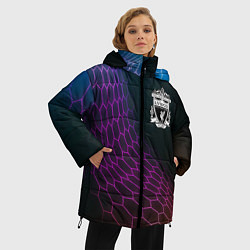 Куртка зимняя женская Liverpool футбольная сетка, цвет: 3D-черный — фото 2