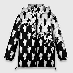 Куртка зимняя женская Billie Eilish pattern black, цвет: 3D-красный